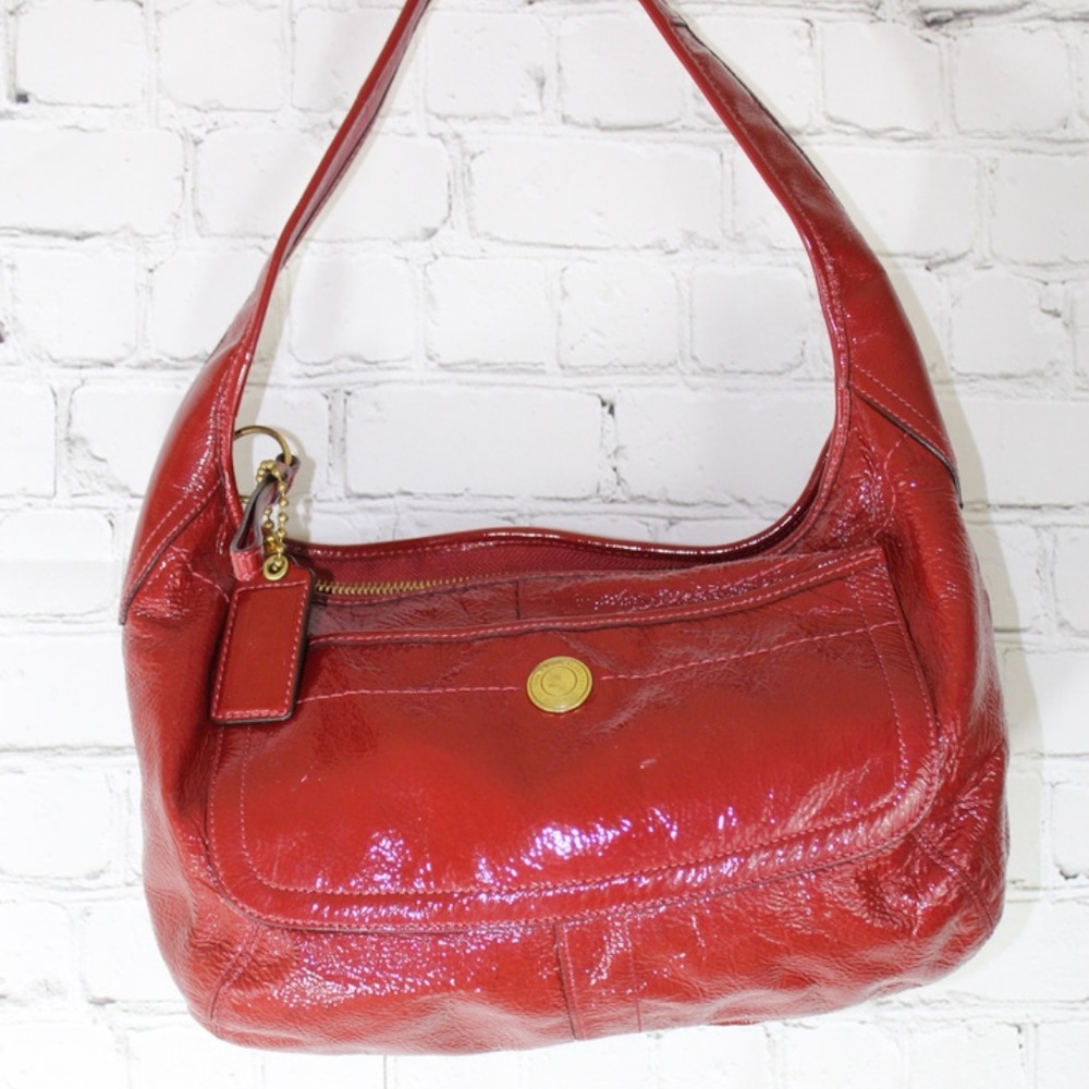 Authentic Red Patent Leather Coach Bag